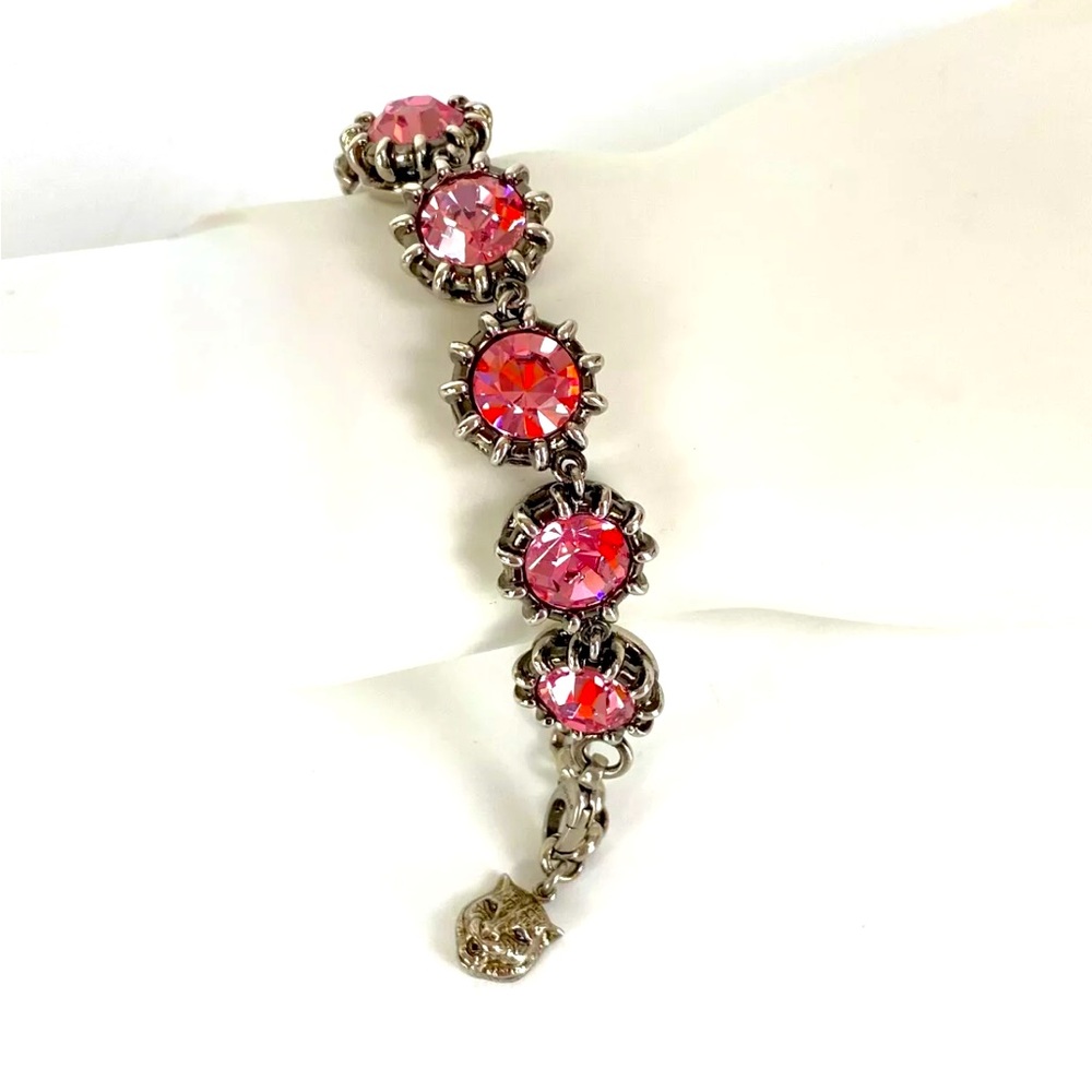 Gucci Pink Crystal Silver Tone Bracelet - Picture 4 of 6